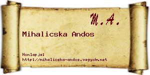 Mihalicska Andos névjegykártya